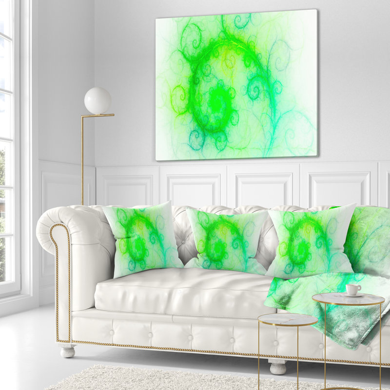 Magnifique motif vert vif - coussin imprimé abstrait, 16 po x 16 po, Coussin décoratif