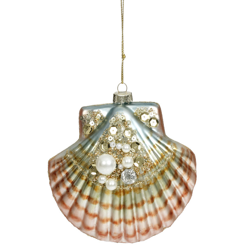Clam Shell With Jewels Ornament Set Of 12