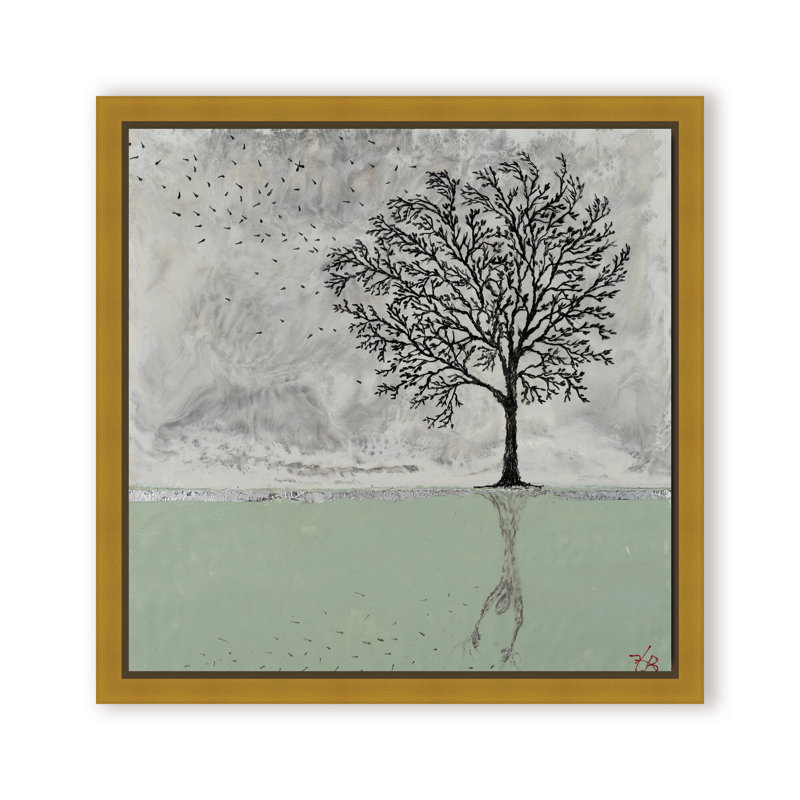 Nature Inspired "Tree of Solitude" Canvas Wall Art By , 30" H x 30" W, Framed Matted Print, White