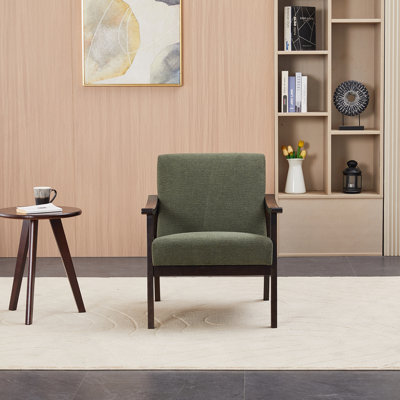 Medieval-Inspired Modern Armchair With High Back (Antique Green) Upholstered Chair, Solid Wood Legs, Leisure Reading Chair Suitable For Living Room Or Bedroom.