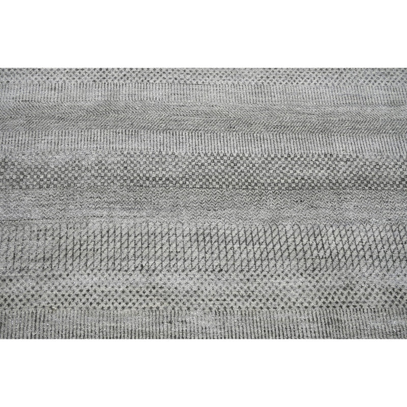 High-Quality Hand-Knotted Silver And Black Area Rug