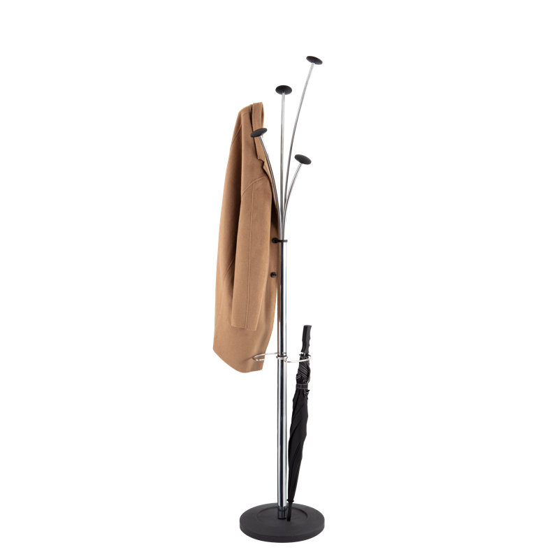 Steel Freestanding 5 - Hook Coat Rack, Chrome