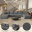 Canapé modulaire surdimensionné de 160 po en tissu désossé avec méridienne, siège modulaire en forme de U en velours côtelé et assise profonde, canapé confortable pour le salon, aucun assemblage requis-907535945
