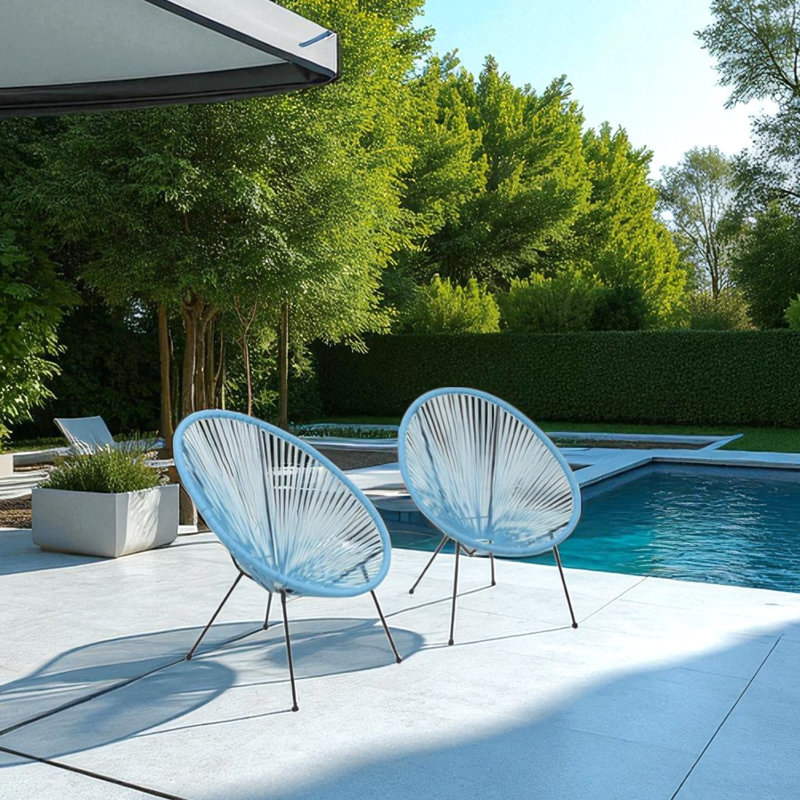 2 chaises d'extérieur en forme d'œuf avec finition acier et turquoise, inspirées des styles rétro-modernes, assemblage rapide, convient à la détente intérieure 2, style, rouille, empilable, installation rapide, idéal