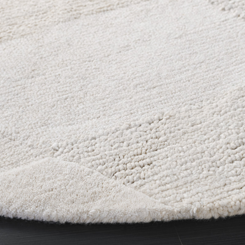 Amaree Hand Tufted Wool Cotton Abstract Rug in Ivory/Beige, Round 6'