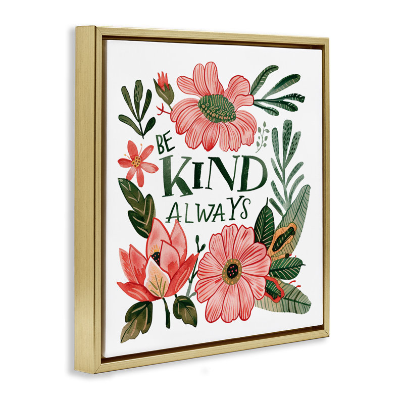 Cadre flottant Be Kind Always, H 18 po x l 18 po, Cadre flottant métallique doré