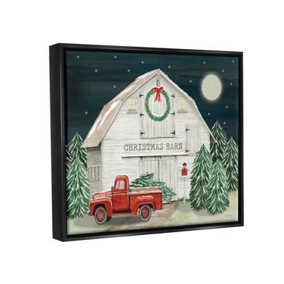 " Nighttime Christmas Barn Farm " by Cindy Jacobs Painting Print