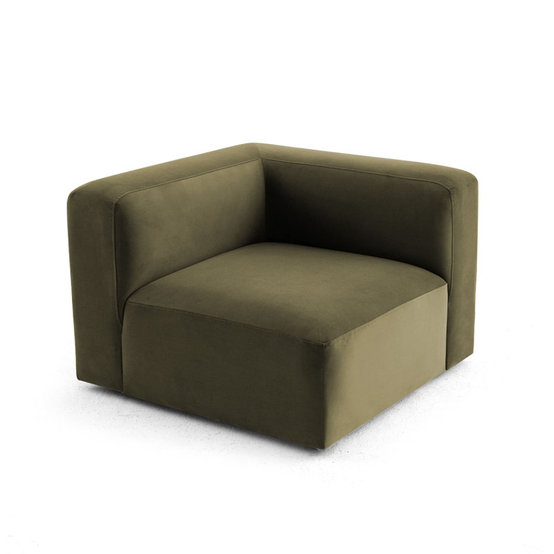 Fauteuil d'angle simple pour canapé modulaire convertible, Vert olive