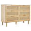 Commode 6 tiroirs en rotin naturel H 29,72 po x l 43,31 po x P 15,75 po