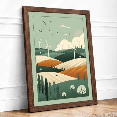 Wind Farm Landscape Modern - Framed Print