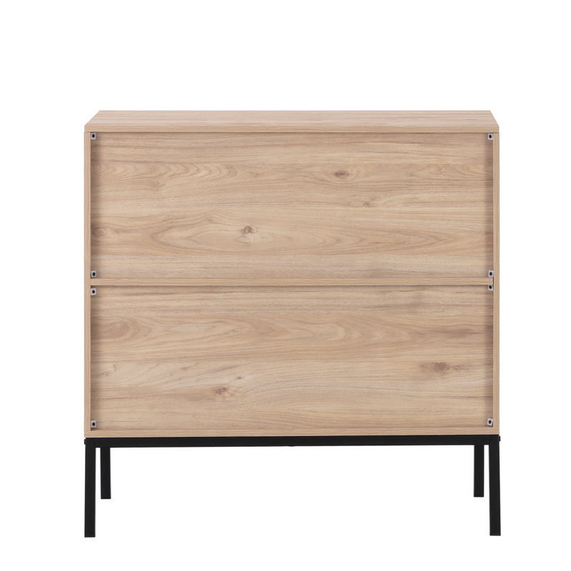 Set of 2 Rolland A Console Table Side Table with Rattan Door