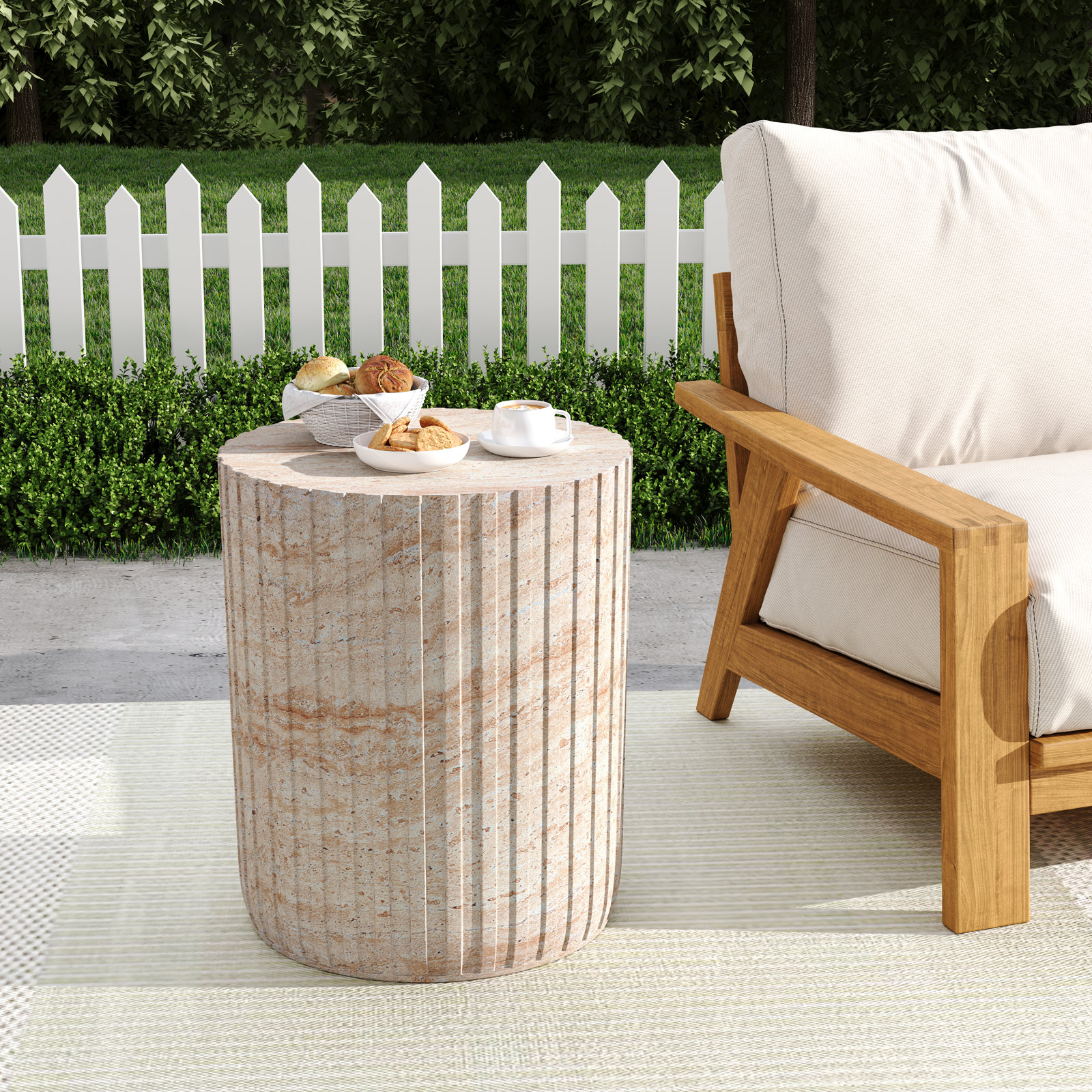 Halona 16" Patio Side Table, Beige