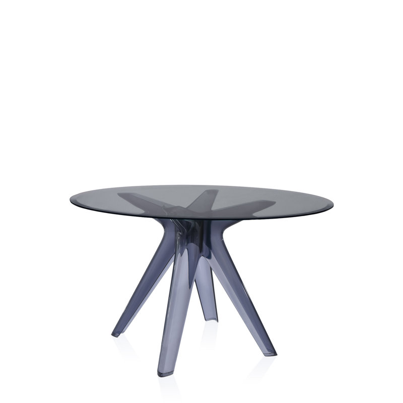 Sir Gio Round Glass Top Dining Table, Transparent, Smoke Gray