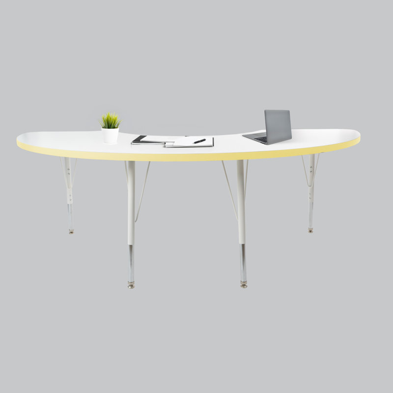 Table d'activité thermofusionnée 36 "x 72" avec pieds réglables et pivotants standard - blanc / bleu poudre / blanc, Jaune