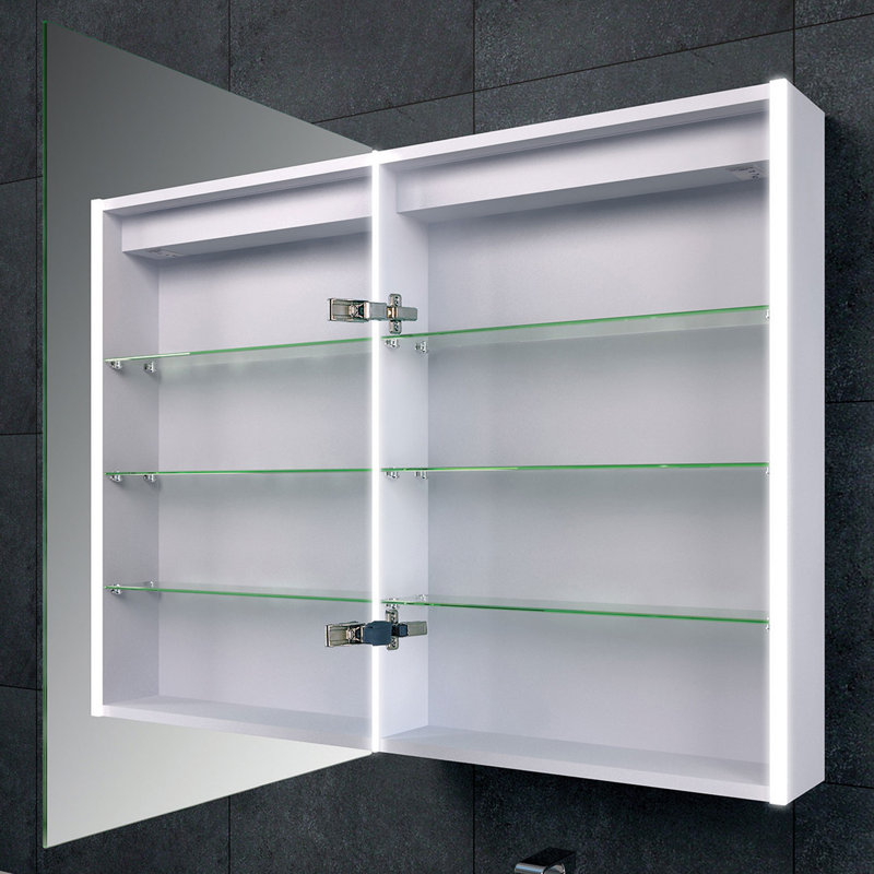 550mm W 700mm H Surface Frameless Medicine Cabinet Mirror 3 Fixed