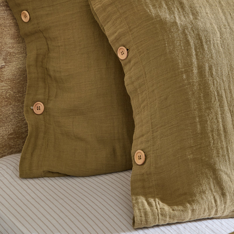 Lark Cotton Solid Colour Duvet Cover Set, Single Duvet Cover + 1 Standard Pillowcases, Green