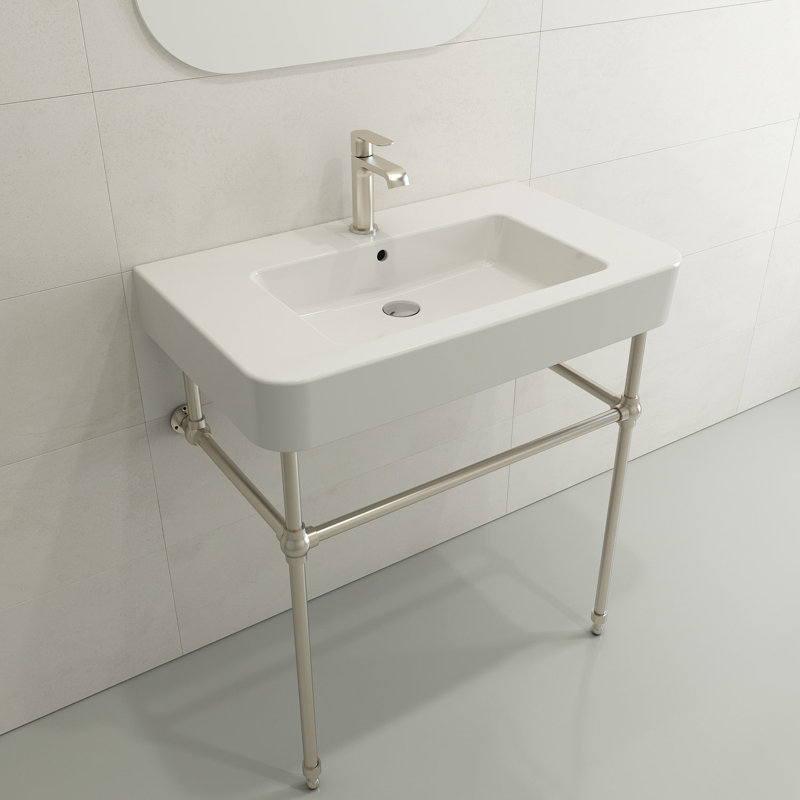 Parma 33.27'' L Bathroom Sink, Single-Hole, White