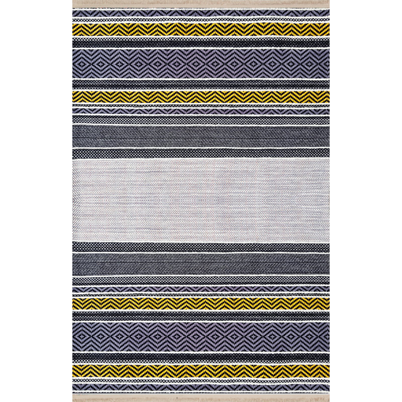 Tapis décoratif à rayures gris, Tapis de couloir 3 pi 3,37 po x 9 pi 10,11 po