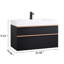Meuble-lavabo mural noir avec tiroirs à fermeture douce, lavabo en acrylique une pièce, poignées en bois massif bicolore, organisateur de rangement, surface en peau matte, meuble-lavabo intégré, lavabo intégré,-1267196325