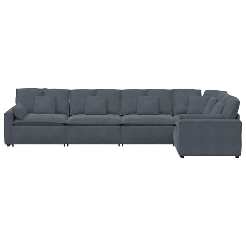  Canapé modulaire en velours gris foncé (100% polyester) en forme de L modulaire