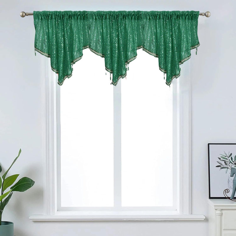 Cantonnières perlées à paillettes pour fenêtre, 3 pièces, Vert