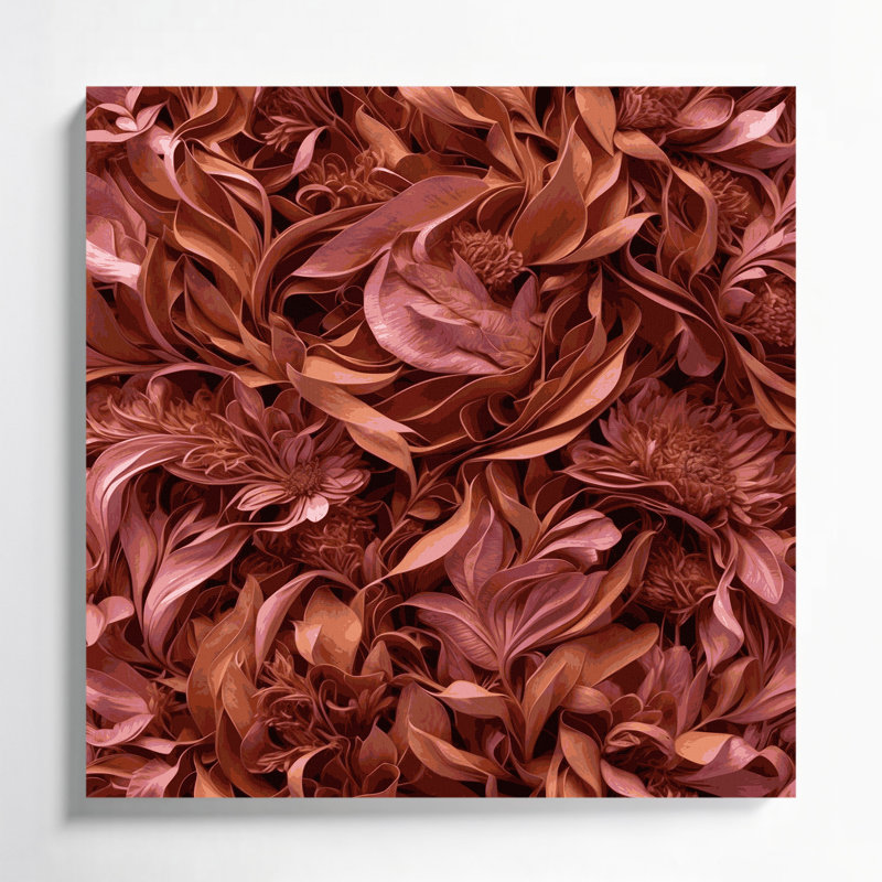 "Abstract Florals 80", art mural sur toile brune, H 12 po x l 12 po