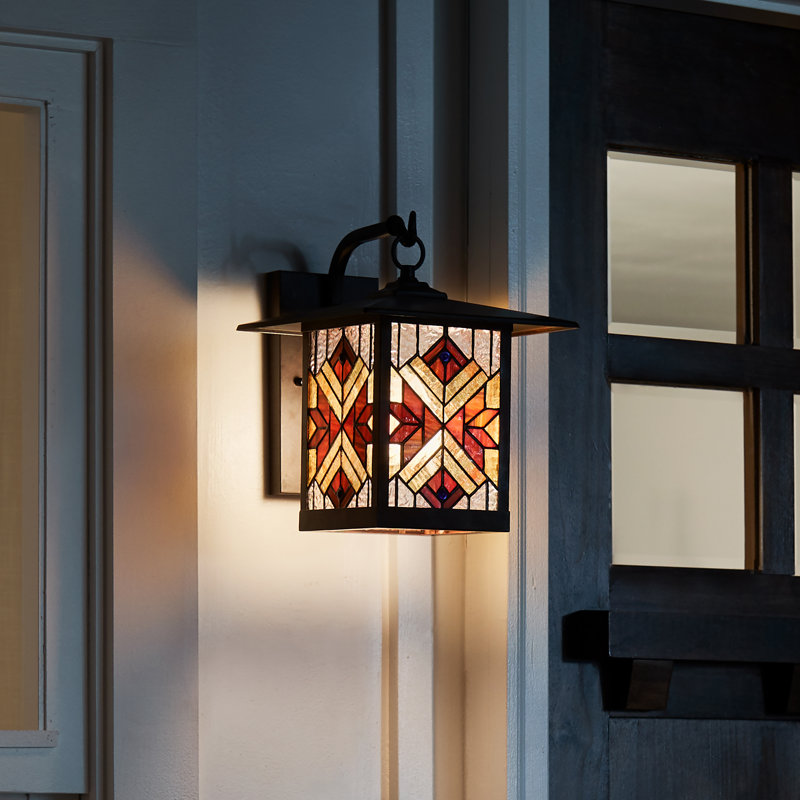Brousseau Bronze 11.75"H Mission Style Stained Glass Outdoor Lantern