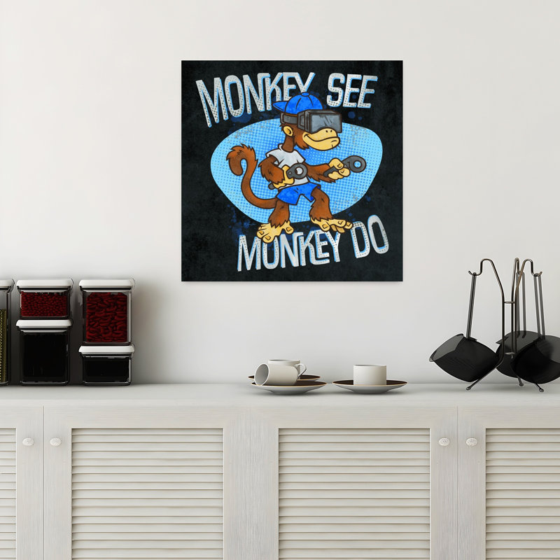 Art contemporain de singe avec un singe fantaisiste, H 18 po x l 18 po