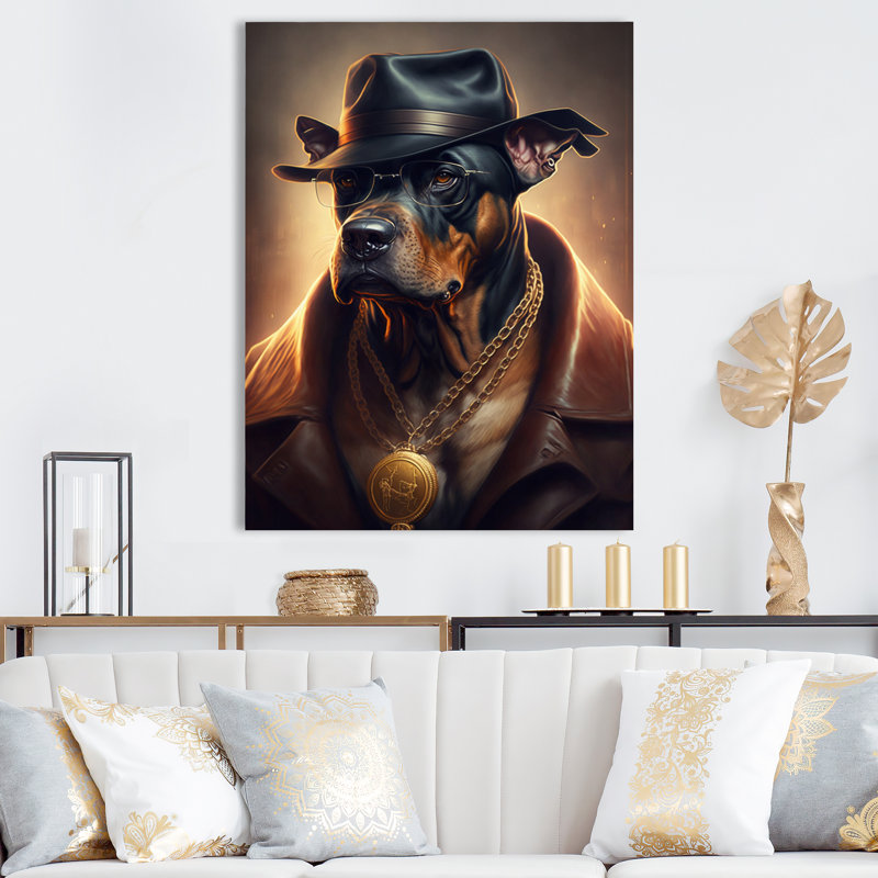 «Mafia Dog III», impression sur toile, H 20 po x l 12 po x P 1 po, Toile tendue