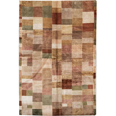 Wool Geometric Area Rug in Brown
