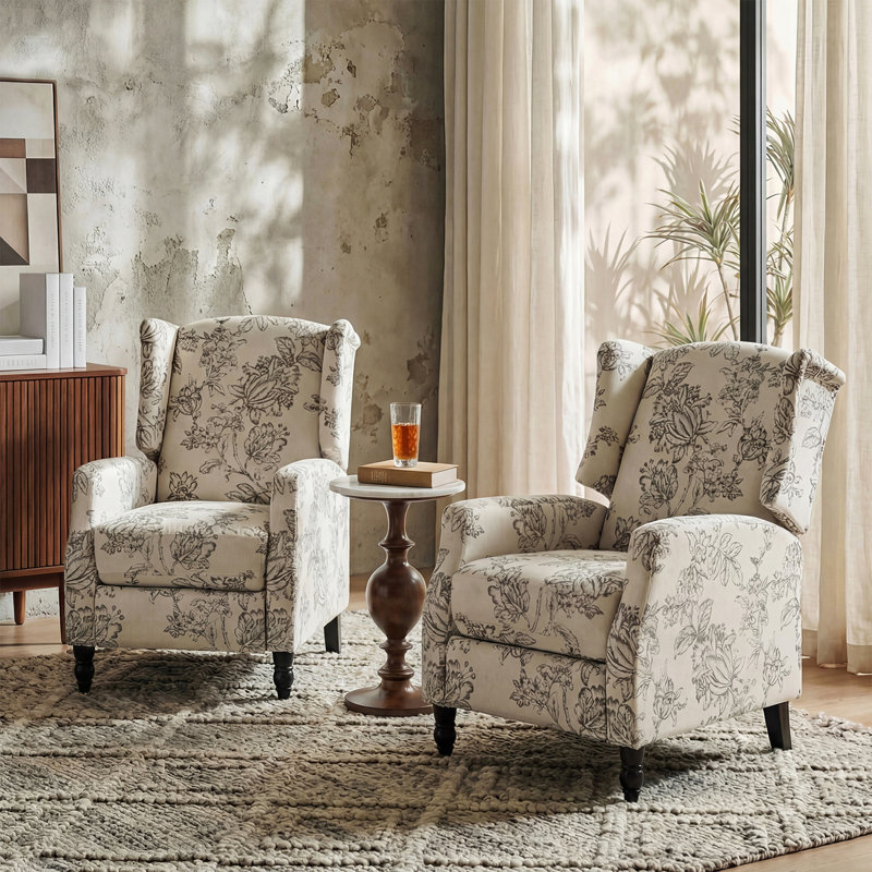 Sobotka Upholstered Recliner, French Country Indigo Linen Blend