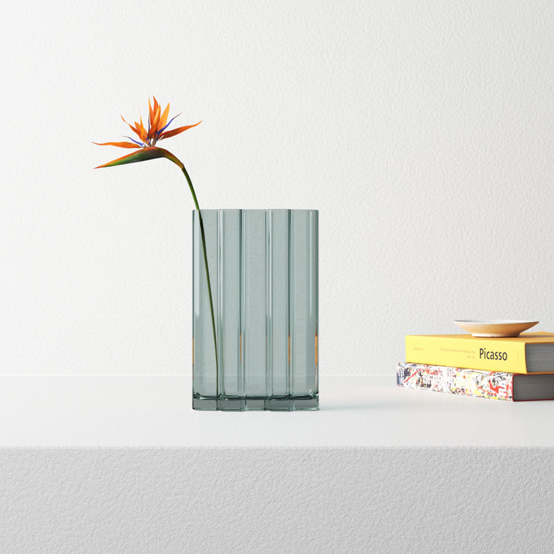 Evanne Handmade Glass Table Vase, 9.75" H x 6.25" W x 2.75" D