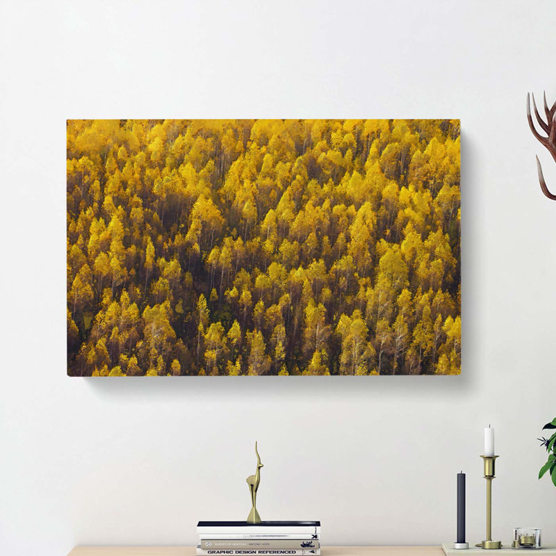 Golden Forest In Abstract - Wrapped Canvas Print, 60cm H x 91cm W x 3cm D