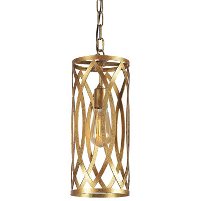 Luminaire suspendu cylindrique unique à 1 lumière avec accents en fer forgé New Orleans