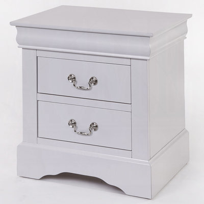 1Pc Exquisite 2 - Drawers Nightstand With Louis Phillipe Style, Ideal For Bedroom Decor And Convenient Storage