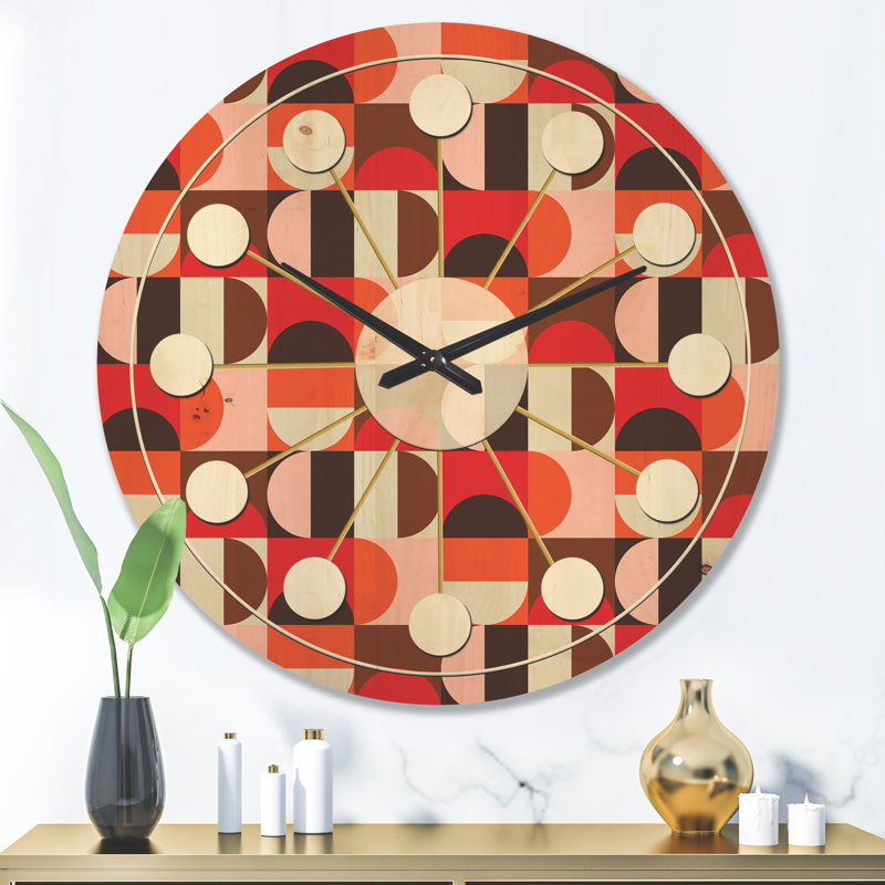 Horloge murale en bois Geometric Design II, Très grand