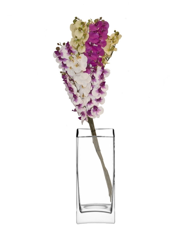 Tige d’orchidée en japonais artificiel, Blanc et mauve