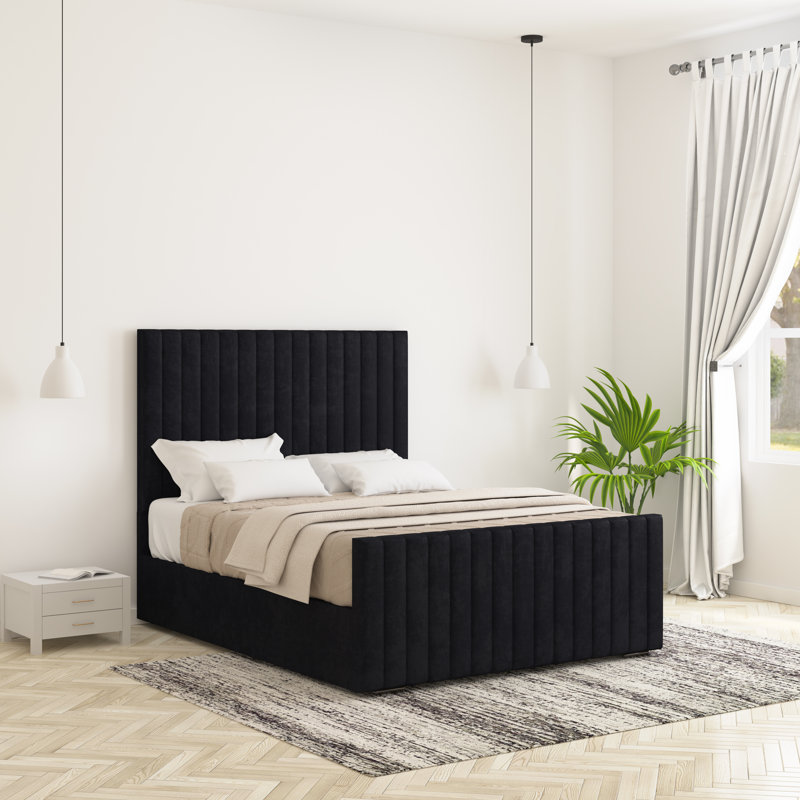 Upholstered Bed, Black, Single (3')