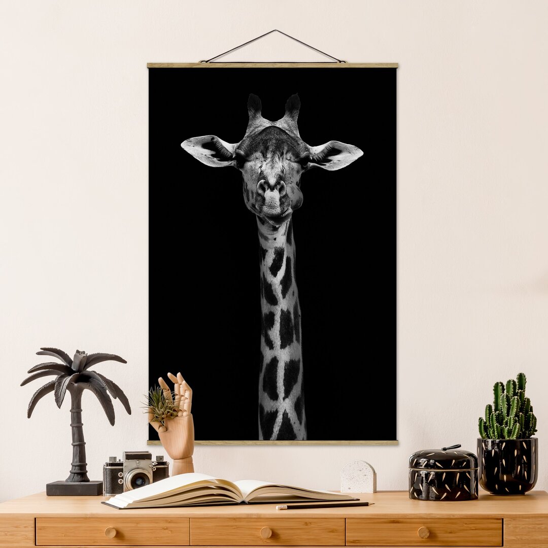 Stoffbild Dark Giraffe Portrait