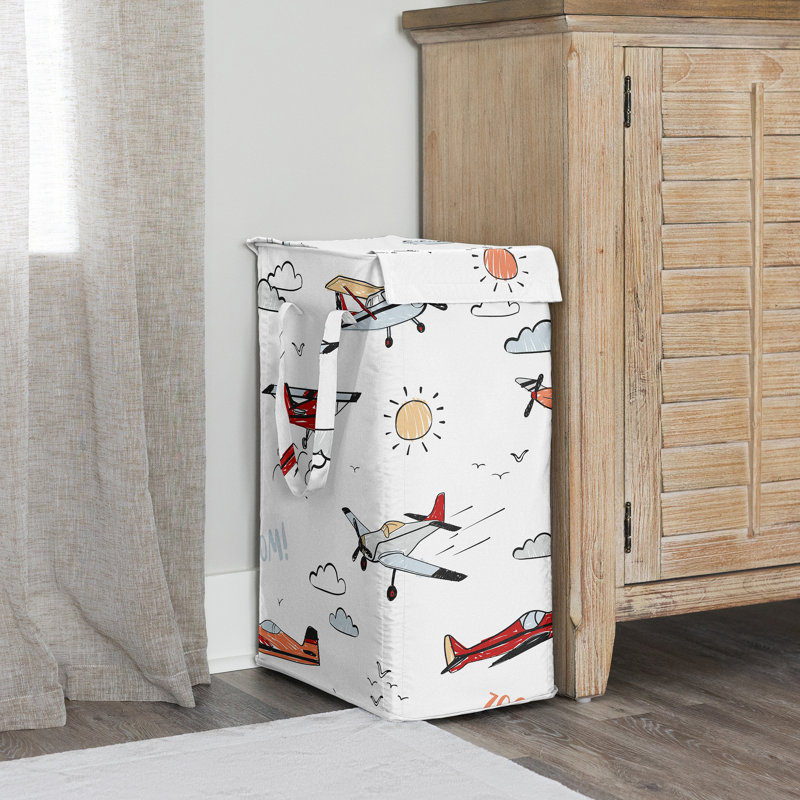 Airplane Red and Blue Foldable Laundry Hamper with Handles by Sweet Jojo Designs