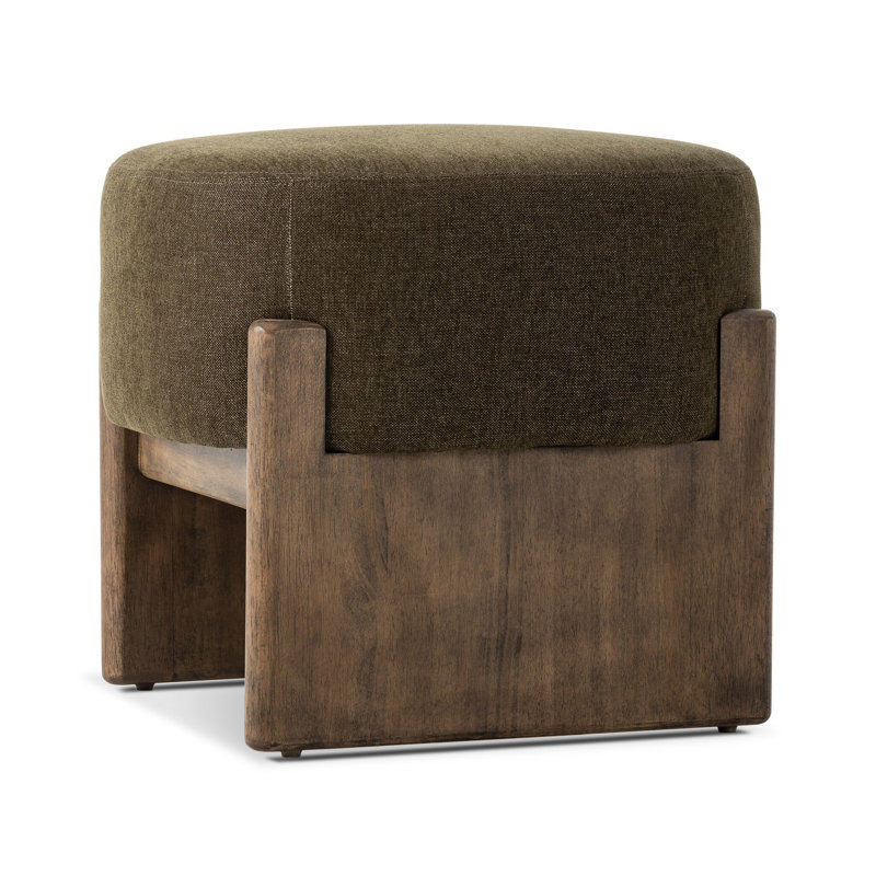 Kirby Accent Stool, Polyester, Sutton Olive, 20.25" H x 22.5" W x 22.5" D