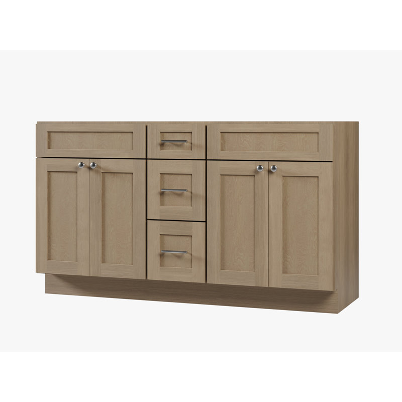 Base de meuble-lavabo double 60 po seulement, Chêne naturel