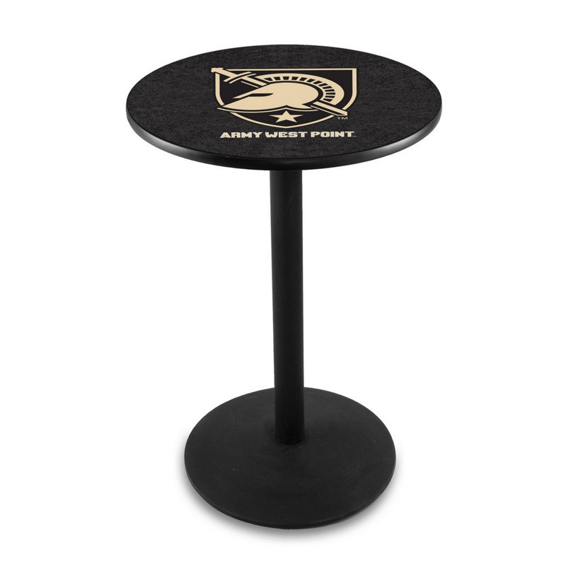 Round Metal Base Dining Table, Black Wrinkle, US Military Academy