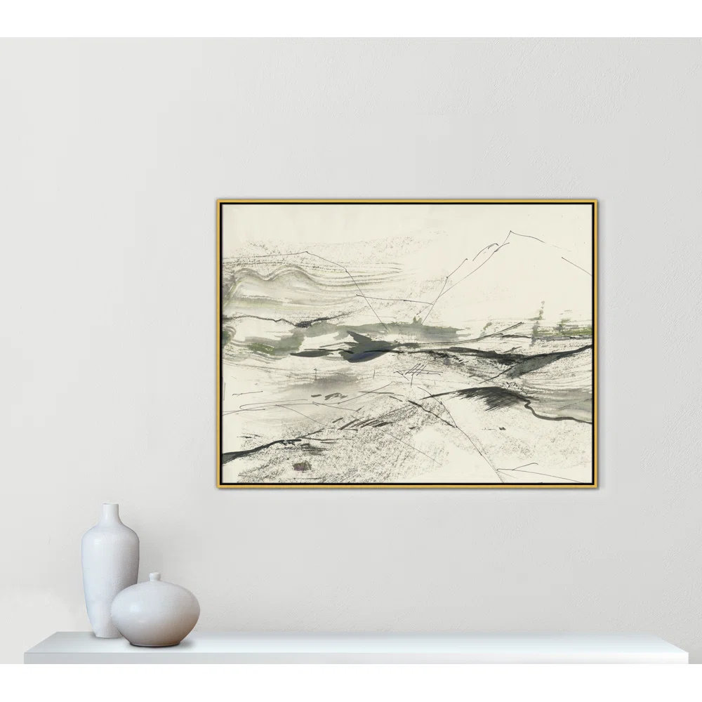 Green Sketches Print by PI Studio, 37.5" H x 49.5" W x 2" D, Gold Floater Framed, No Mat