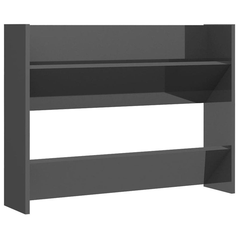 6 Pair Shoe Rack, High Gloss Grey