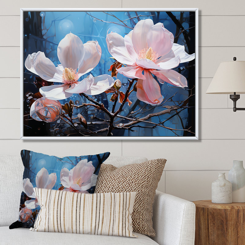 «Luxurious Magnolia Tranquility III», reproduction sur toile, H 30 po x l 40 po x P 1,5 po, Cadre flottant blanc