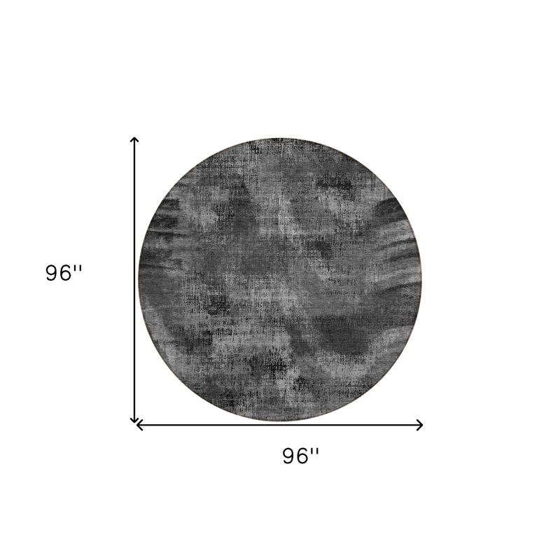 Tapis d'extérieur rond lavable gris anthracite et argent 8 pi