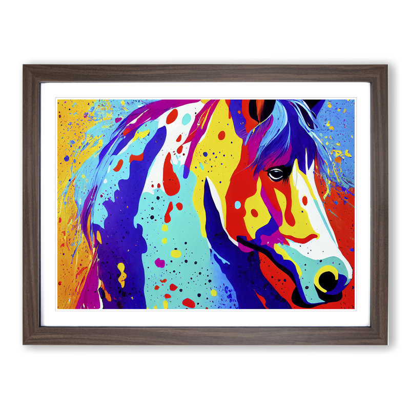 Horse Splash Vol.4 1 Piece Single Picture Frame Wall Art, 25cm H x 34cm W x 2cm D, Walnut Framed