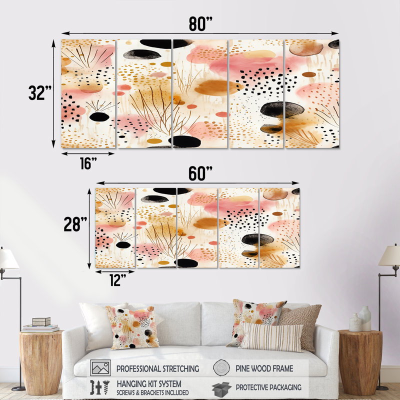 Feuilles d'automne, ensemble de 5 pièces, H 28 po x l 60 po