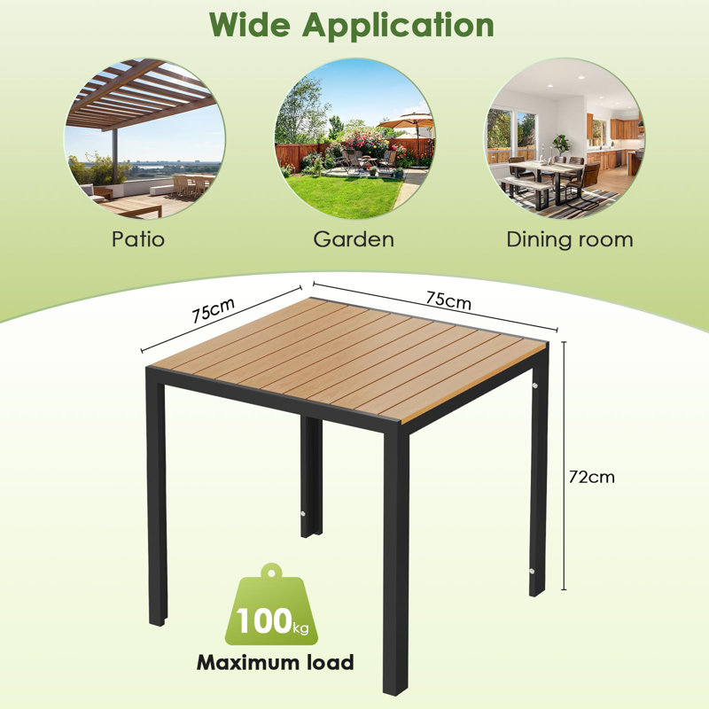 Square 4 - Person Outdoor Picnic Table, Black